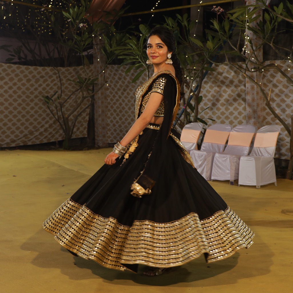 Black And Gold Lehenga